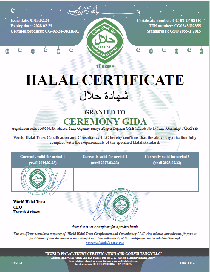 Helal Sertifikası Sayfa 1